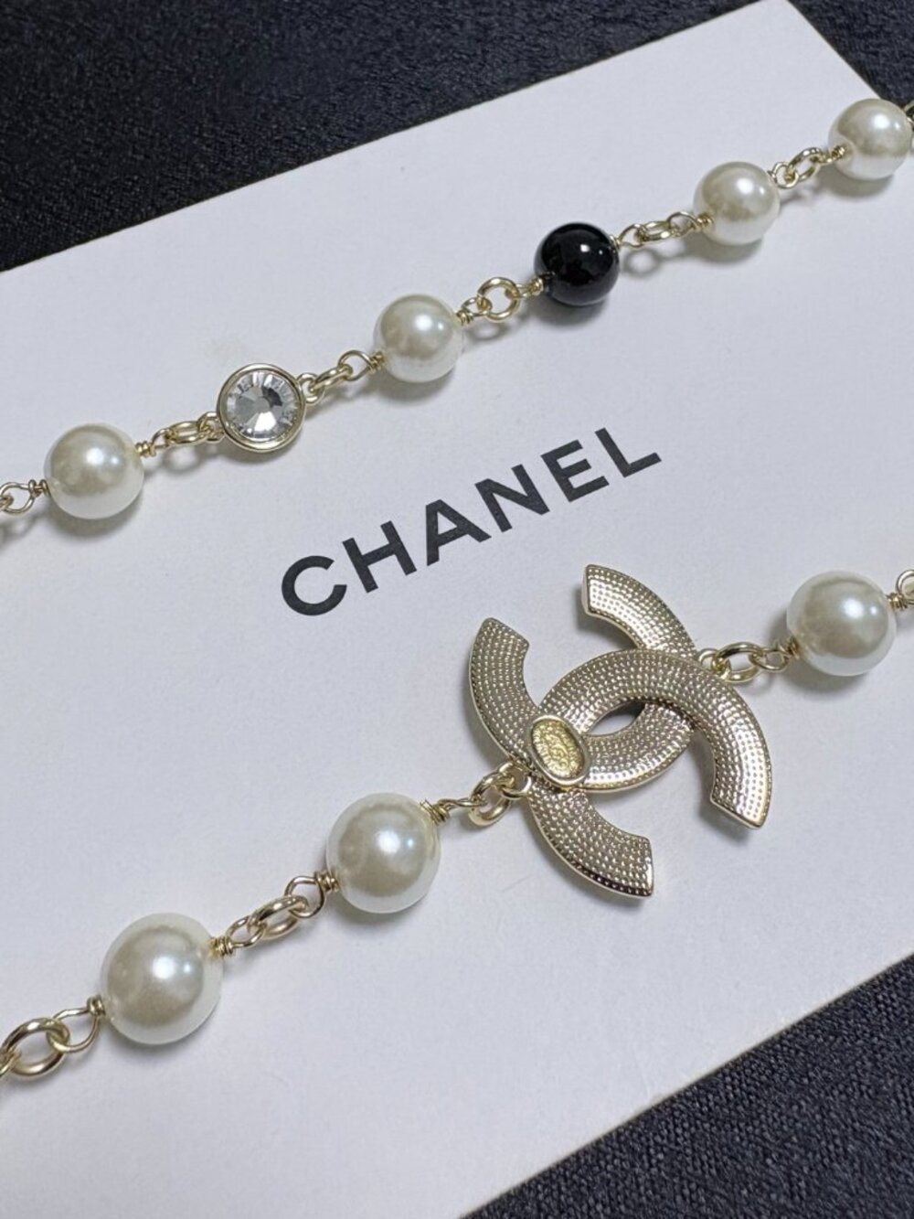 Chanel Double C Rhinestone and Pearl Necklace - Picture 7 of 9